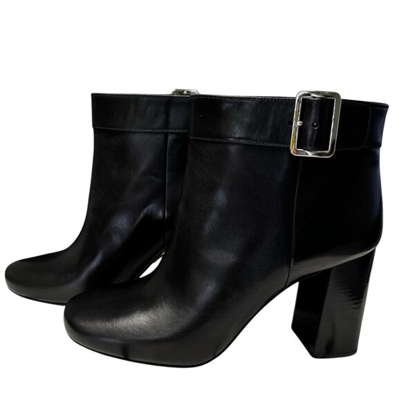 NEW Prada Black Leather Round Toe Platform Block Heel Ankle Boots Size 38 / US 8 - Picture 1 of 11